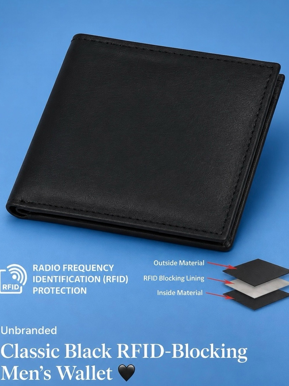 Classic Black RFID-Blocking Men's Wallet 🖤